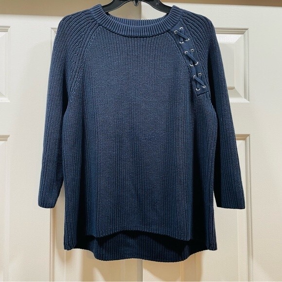 Land’s End Navy Sweater Size M/P - Picture 1 of 10